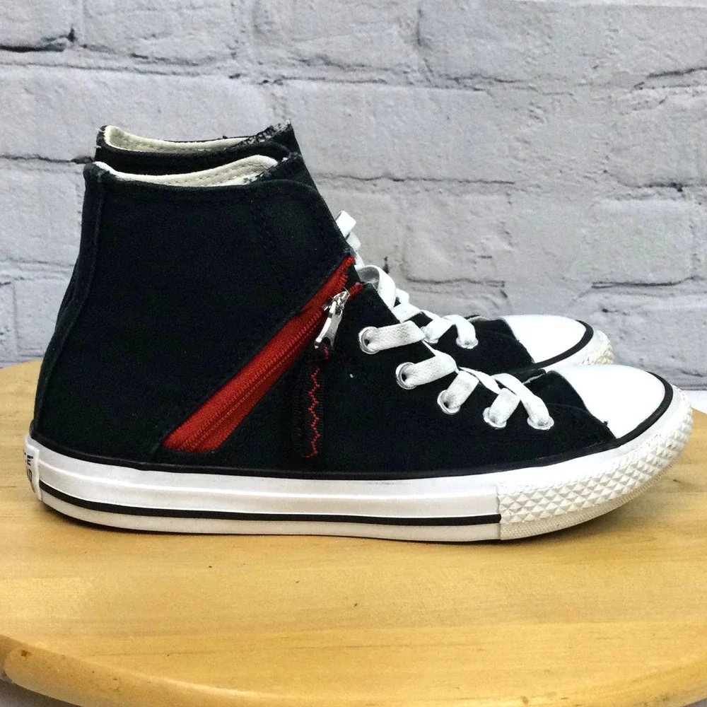 Converse All Star Chuck Taylor Kids Side Zip Fabric High Top Junior Size 3